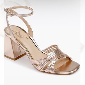 Jewel Badgley Mischka Metallic Strappy Heels